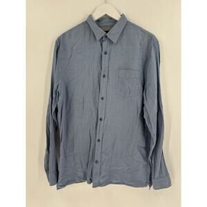 Vince Button Down Shirt Mens Large Blue Long Sleeves Collared 100% Cotton Casual